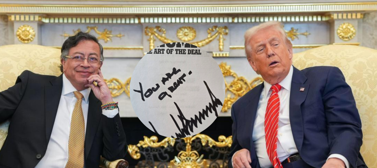 El presidente Gustavo Petro muestra dedicatoria que le hizo Donald ...