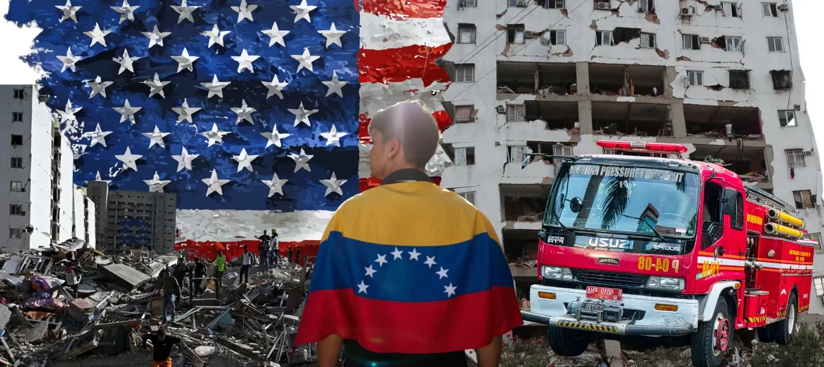 Collage Estados Unidos / ayuda / terremoto sismo Venezuela