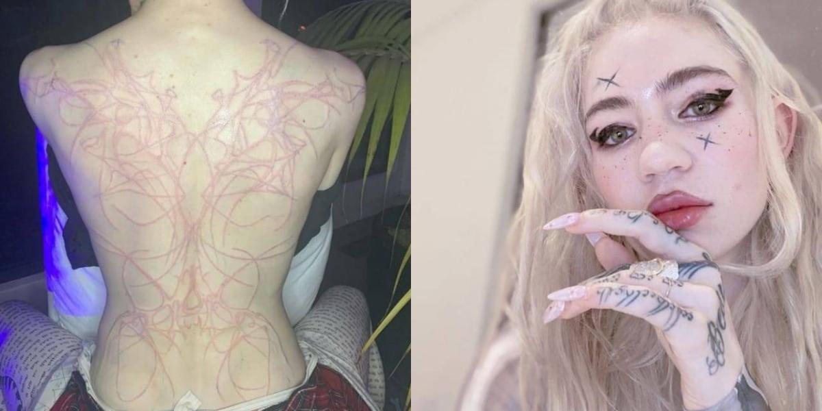 Grimes white ink alien scars tattoo