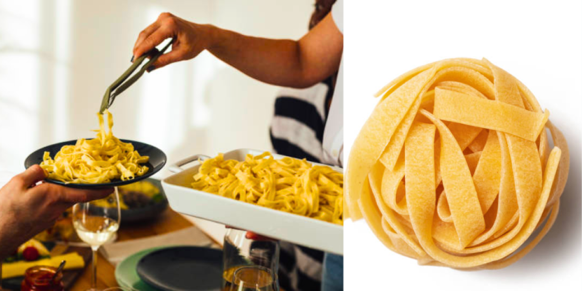 La pasta servida a cliente