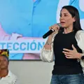 La candidata a la presidencia de Ecuador por el partido Revolución Ciudadana, Luisa González.