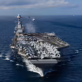 Fotografía cedida por la Marina de los Estados Unidos donde se muestra el USS Gerald R. Ford.