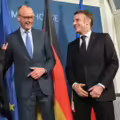 El primer ministro británico, Keir Starmer, el canciller alemán, Friedrich Merz, y el presidente francés, Emmanuel Macron.