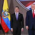 El presidente de EE. UU., Donald Trump (d), y el presidente de Ecuador, Daniel Noboa (i), en la cumbre Escudo de las Américas, el 7 de marzo.