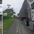 Bloqueo en la vía a Buenaventura, en el sector de El Gallinero.