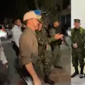 El presidente De La Espriella a su llegada a Santa Marta con el arma en la cintura.