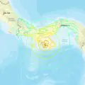 Imagen difundida por el Servicio Geológico de Estados Unidos (USGS) del epicentro de un terremoto de 7,7 de magnitud que sacudió este viernes el sureste de Panamá. EFE/ USGS