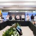 Visita del presidente de la Republica, Abelardo De La Espriella, a San Andrés.