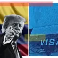 Collage Donald Trump visa escudo de las américas / colombia / visas