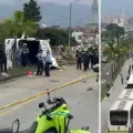 Aparatoso accidente de un bus en Medellín.
