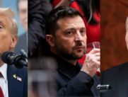 Los presidentes estadounidense, Donald Trump; ucraniano, Volod??mir Zelenski; y ruso, Vlad??mir Putin.