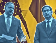 El jefe de la Oficina del Presidente de Ucrania, Andriy Yermak (izq.), y el secretario de Estado de EE. UU., Marco Rubio (der.), hablan con la prensa mientras continúan las consultas sobre el plan de paz de Trump.