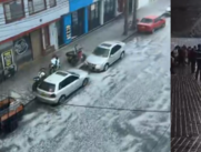 Congestión vehicular por las fuertes lluvias en Bogotá.