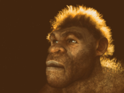 Ilustración 3D de un hombre de las cavernas.