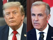 Esta combinación de imágenes, creada el 22 de agosto de 2026, muestra al presidente estadounidense Donald Trump en Washington, D.C., el 13 de julio de 2026, y al primer ministro canadiense Mark Carney el 22 de agosto de 2026.