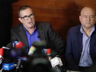 Timochenko y Carlos Antonio Lozada dieron una rueda de prensa una vez termin?? la primera audiencia ante la JEP.