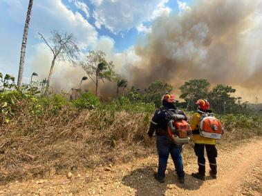 Los bomberos utilizan sopladores para ahorrar agua y sofocar las llamas con saturación de oxígeno.
