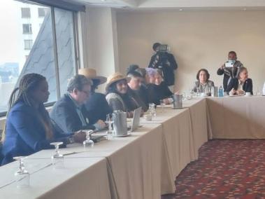 Los congresistas del Pacto Histórico en la reunión de este lunes.