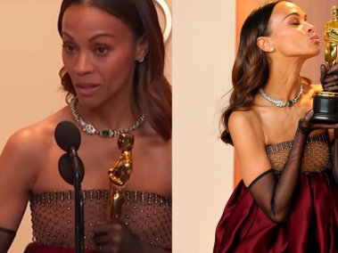 Zoe Saldaña respondió a las preguntas después de la premiación.