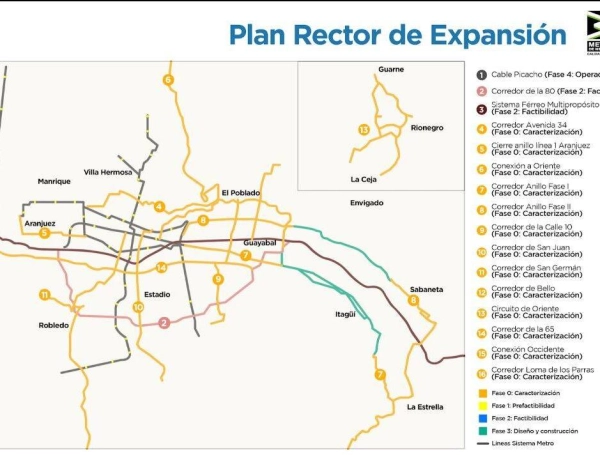 Este es el plan rector de expansión del Metro de Medellín a 2023.