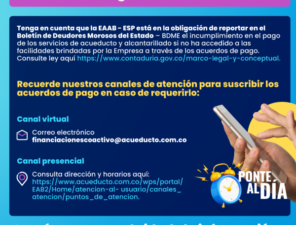 ¿Mora en el recibo del agua? Así puede aplicar al descuento de hasta ...