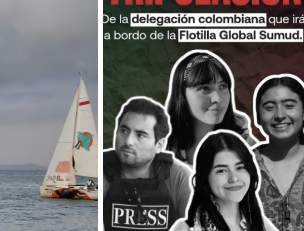 Miembros de la delegación colombiana de la Flotilla Global Sumud.