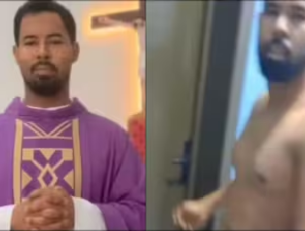 Sacerdote con feligrés.