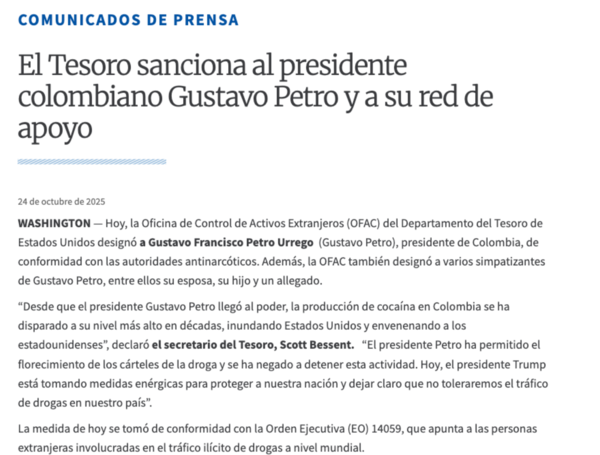 Comunicado Ofac