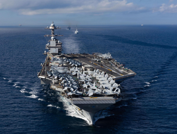 Fotografía cedida por la Marina de los Estados Unidos donde se muestra el USS Gerald R. Ford.