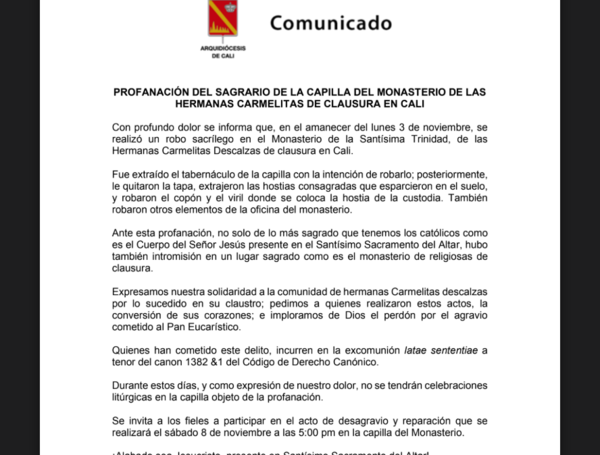 Comunicado de la Iglesia.
