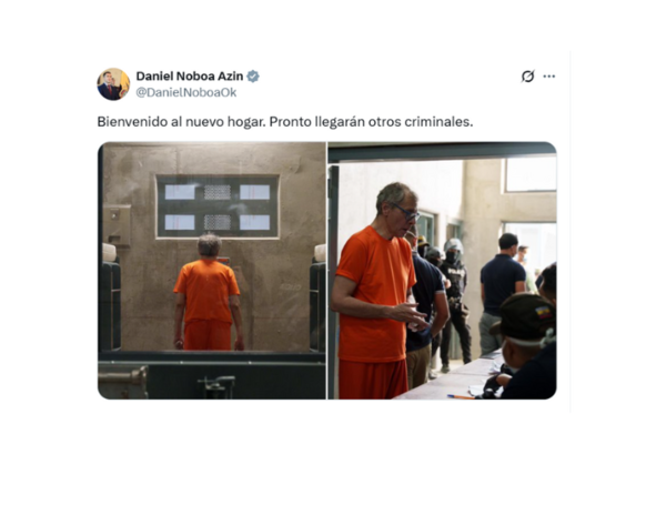 El presidente de Ecuador, Daniel Noboa, confirmó este lunes el traslado del exvicepresidente Jorge Glas