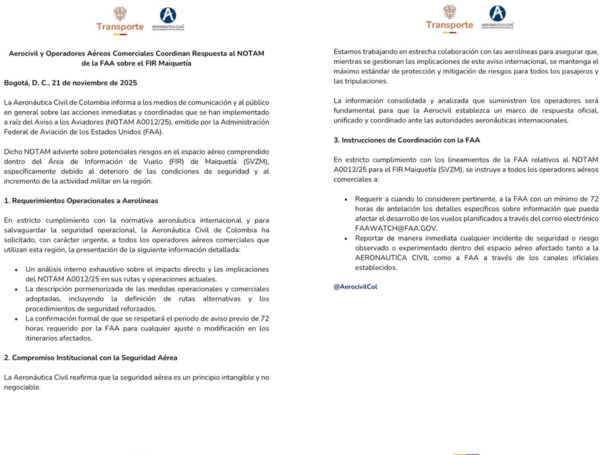 Comunicado Aerocivil.