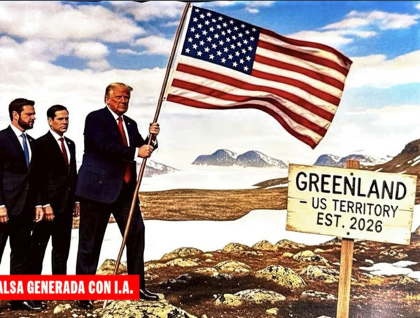 Imagen de Donald Trump plantando bandera de E.UU. en Groenlandia