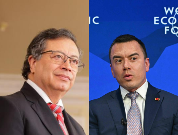 Presidente de Colombia, Gustavo Petro, y su homólogo de Ecuador, Daniel Novoa.