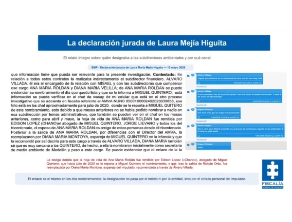 Aparte del testimonio de Laura María Mejía.