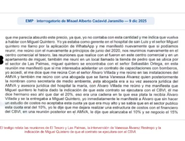 Aparte de los testimonios de Misael Cadavid.