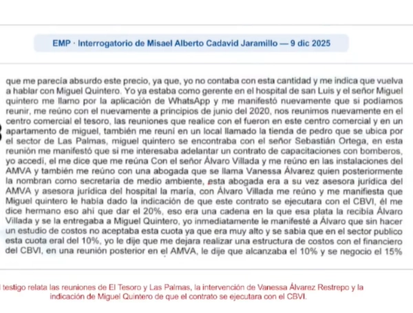 Aparte de los testimonios de Misael Cadavid.