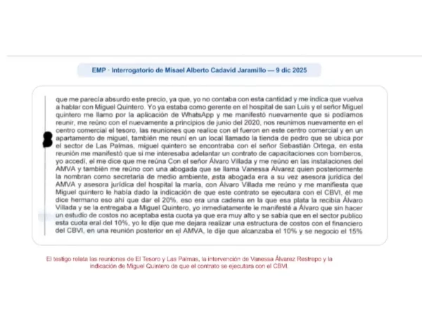 Aparte de los testimonios de Misael Cadavid.