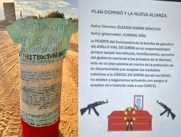 Cilindro con panfletos. Intimidaciones por la llegada de nuevos delincuentes.