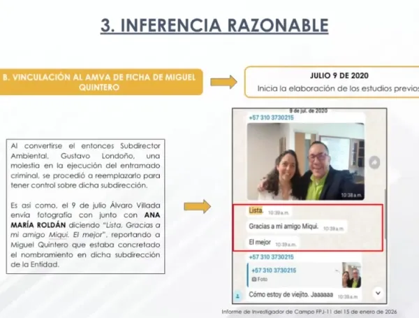 Abogado del AMVA expone chats que perjudicarían a Miguel Quintero.