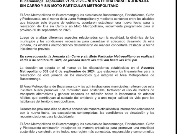 Comunicado AMB- día sin carro y sin moto