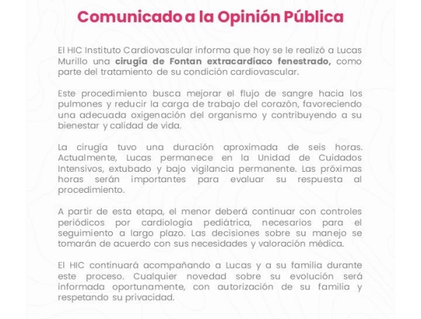 Comunicado FCV de Lucas Murillo y su evolución