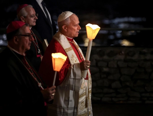 Papa León XIV en Lourdes, Francia