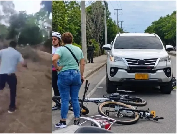 Video de secretario de Seguridad de Cúcuta escapando tras accidente en el que estrelló a ciclistas.