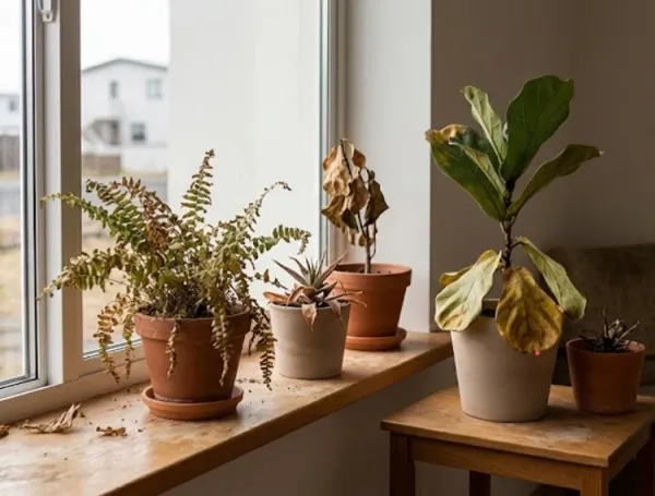 Plantas marchitas en casa