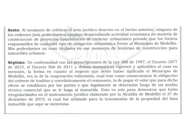 Fragmento de la solicitud de conciliación extraordinaria, improbada por el Tribunal de Antioquia.