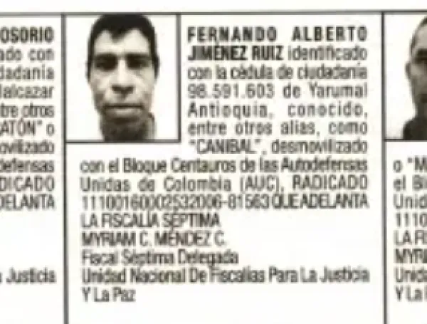 Fernando Alberto Jiménez, alias Caníbal, hizo parte de las autodefensas.