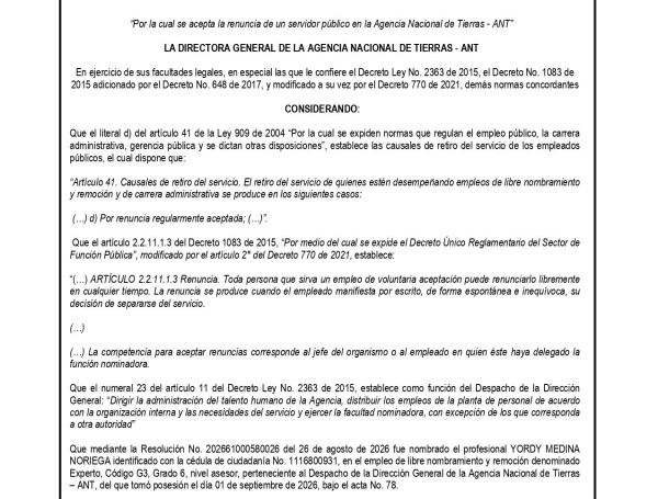 ANT - RENUNCIA FUNCIONARIO