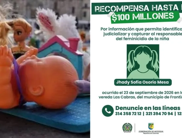 Rechazan el asesinato de la niña Jhady Sofía en Antioquia.