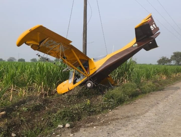 La avioneta que terminó en un cañaduzal en el norte del Cauca.
